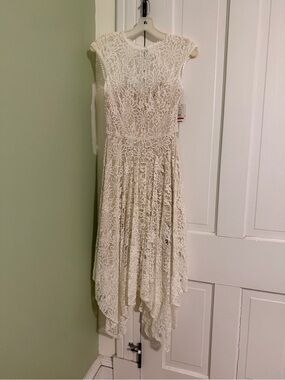 David’s Bridal Lace Midi Dress - Size 4 Off White Cream